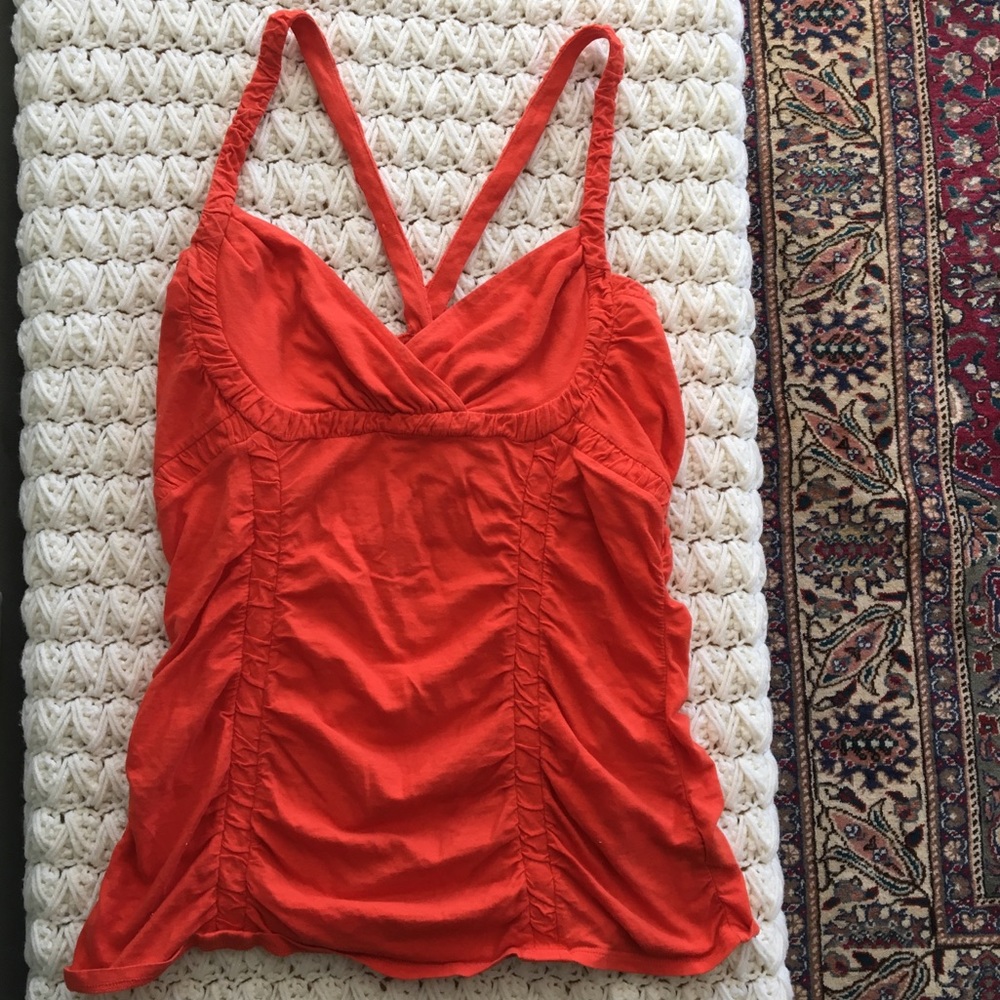 Anthropologie Red Scrunch Top